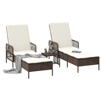 Ligbed met kussen 2 pcs Bruin 35 x 35 x 32cm poly rattan
