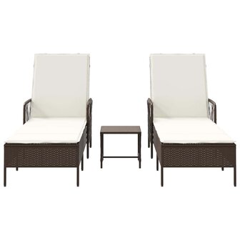 Ligbed met kussen 2 pcs Bruin 35 x 35 x 32cm poly rattan