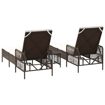 Ligbed met kussen 2 pcs Bruin 35 x 35 x 32cm poly rattan