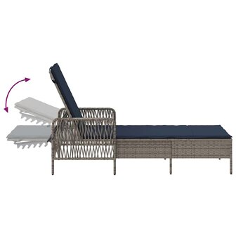 Ligbed met kussen 2 pcs Grijs 35 x 35 x 32cm poly rattan