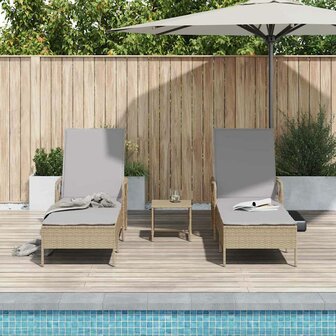 Ligbed met kussen 2 pcs Beige 35 x 35 x 32cm poly rattan