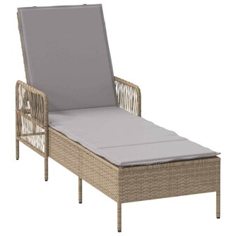 Ligbed met kussen 2 pcs Beige 35 x 35 x 32cm poly rattan