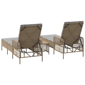 Ligbed met kussen 2 pcs Beige 35 x 35 x 32cm poly rattan