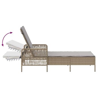 Ligbed met kussen 2 pcs Beige 35 x 35 x 32cm poly rattan