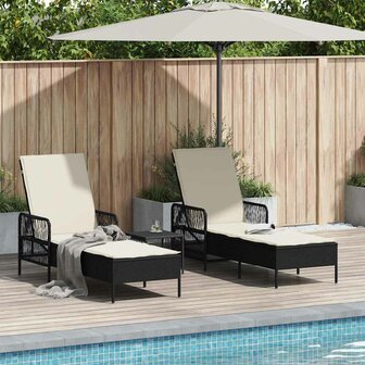 Ligbed met kussen 2 pcs Zwart 35 x 35 x 32cm poly rattan