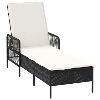 Ligbed met kussen 2 pcs Zwart 35 x 35 x 32cm poly rattan