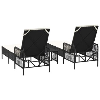 Ligbed met kussen 2 pcs Zwart 35 x 35 x 32cm poly rattan