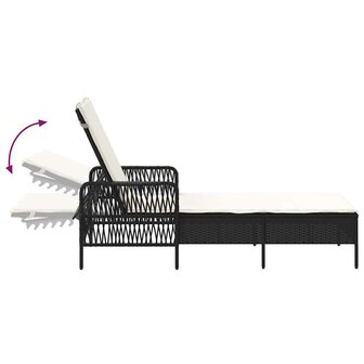 Ligbed met kussen 2 pcs Zwart 35 x 35 x 32cm poly rattan