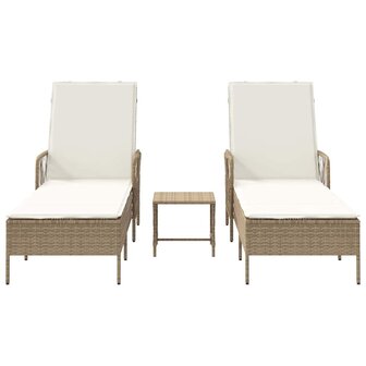 Ligbed met kussen 2 pcs Beige 35 x 35 x 32cm poly rattan