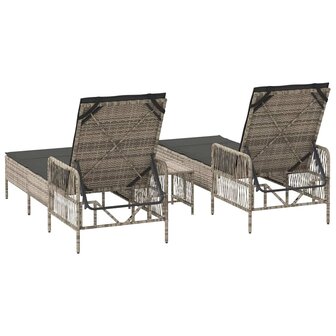 Ligbed met kussen 2 pcs Lichtgrijs 35 x 35 x 32cm poly rattan