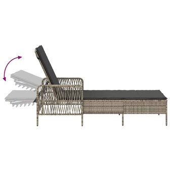 Ligbed met kussen 2 pcs Lichtgrijs 35 x 35 x 32cm poly rattan