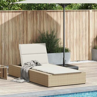 Ligbed met zwevend kussen poly rattan beige