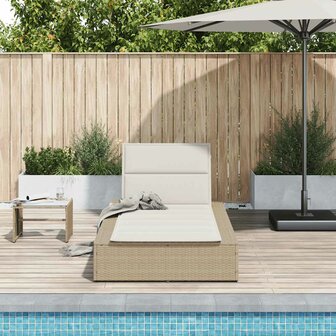 Ligbed met zwevend kussen poly rattan beige