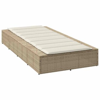 Ligbed met zwevend kussen poly rattan beige