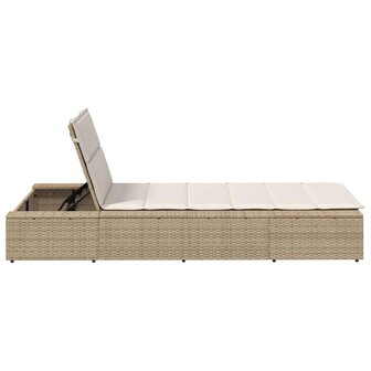 Ligbed met zwevend kussen poly rattan beige