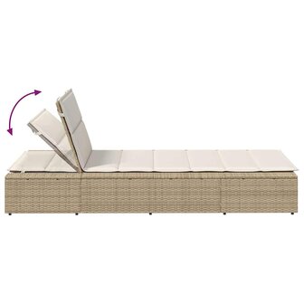 Ligbed met zwevend kussen poly rattan beige