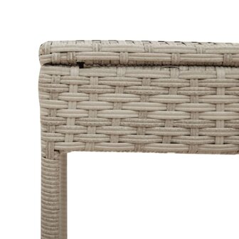 Ligbed met tafel en kussen poly rattan lichtgrijs