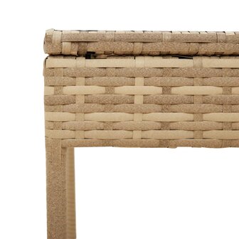 Ligbedden 2 st met luifels en tafel poly rattan beige