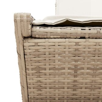Ligbed 2-persoons met kussens poly rattan beige