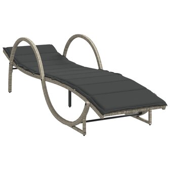Ligbedden 2 st met kussens poly rattan lichtgrijs