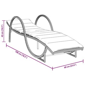 Ligbedden 2 st met kussens poly rattan lichtgrijs