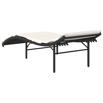 Ligbedden 2 st met kussens poly rattan zwart