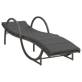Ligbedden 2 st met kussens poly rattan grijs