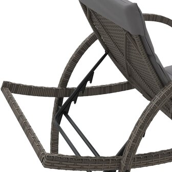 Ligbedden 2 st met kussens poly rattan grijs