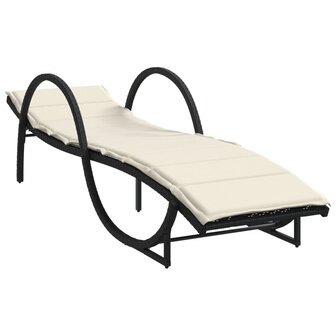 Ligbedden 2 st met kussens poly rattan zwart