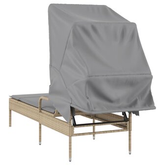 Ligbed met luifel poly rattan beige