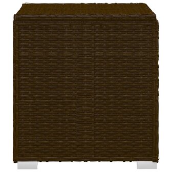 Ligbed met kussen en theetafel poly rattan bruin