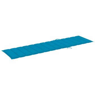 Ligbed met blauw kussen massief teakhout