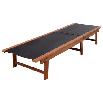 Ligbedden 2 st met tafel massief acaciahout en textileen