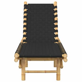 Ligstoel met zwart geweven band 55x200x30 cm bamboe