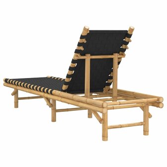 Ligstoel met zwart geweven band 55x200x30 cm bamboe
