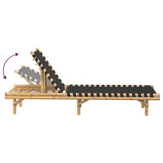 Ligstoel met zwart geweven band 55x200x30 cm bamboe