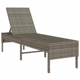 Ligstoel met kussen grijs 55x200x44cm polyrotan