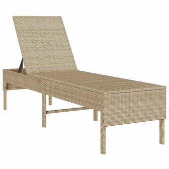 Ligstoel met kussen beige 55x200x44cm polyrotan