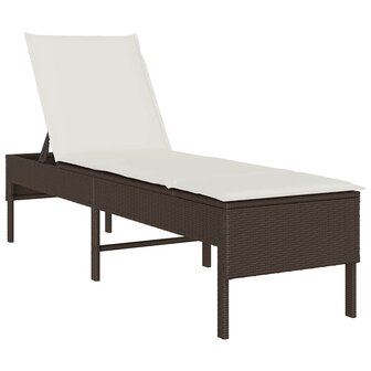 Ligstoel met kussen bruin 55x200x44cm polyrotan