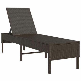 Ligstoel met kussen bruin 55x200x44cm polyrotan
