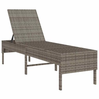 Ligstoel met kussen grijs 55x200x44cm polyrotan