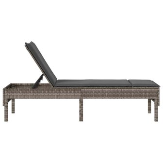 Ligstoel met kussen grijs 55x200x44cm polyrotan