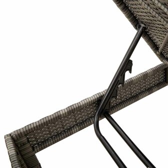Ligstoel met kussen grijs 55x200x44cm polyrotan