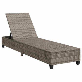 Ligstoel met kussens grijs 55x200x25,5cm polyrotan
