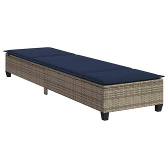Ligstoel met kussens grijs 55x200x25,5cm polyrotan
