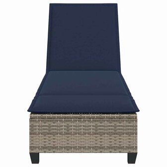 Ligstoel met kussens grijs 55x200x25,5cm polyrotan