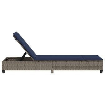 Ligstoel met kussens grijs 55x200x25,5cm polyrotan