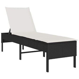 Ligstoel met kussen zwart 55x200x44cm polyrotan