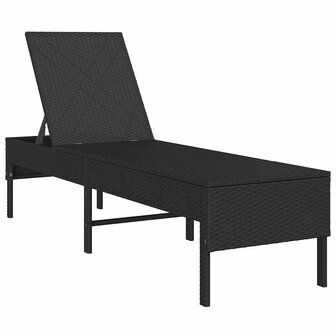 Ligstoel met kussen zwart 55x200x44cm polyrotan