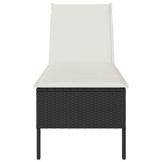 Ligstoel met kussen zwart 55x200x44cm polyrotan